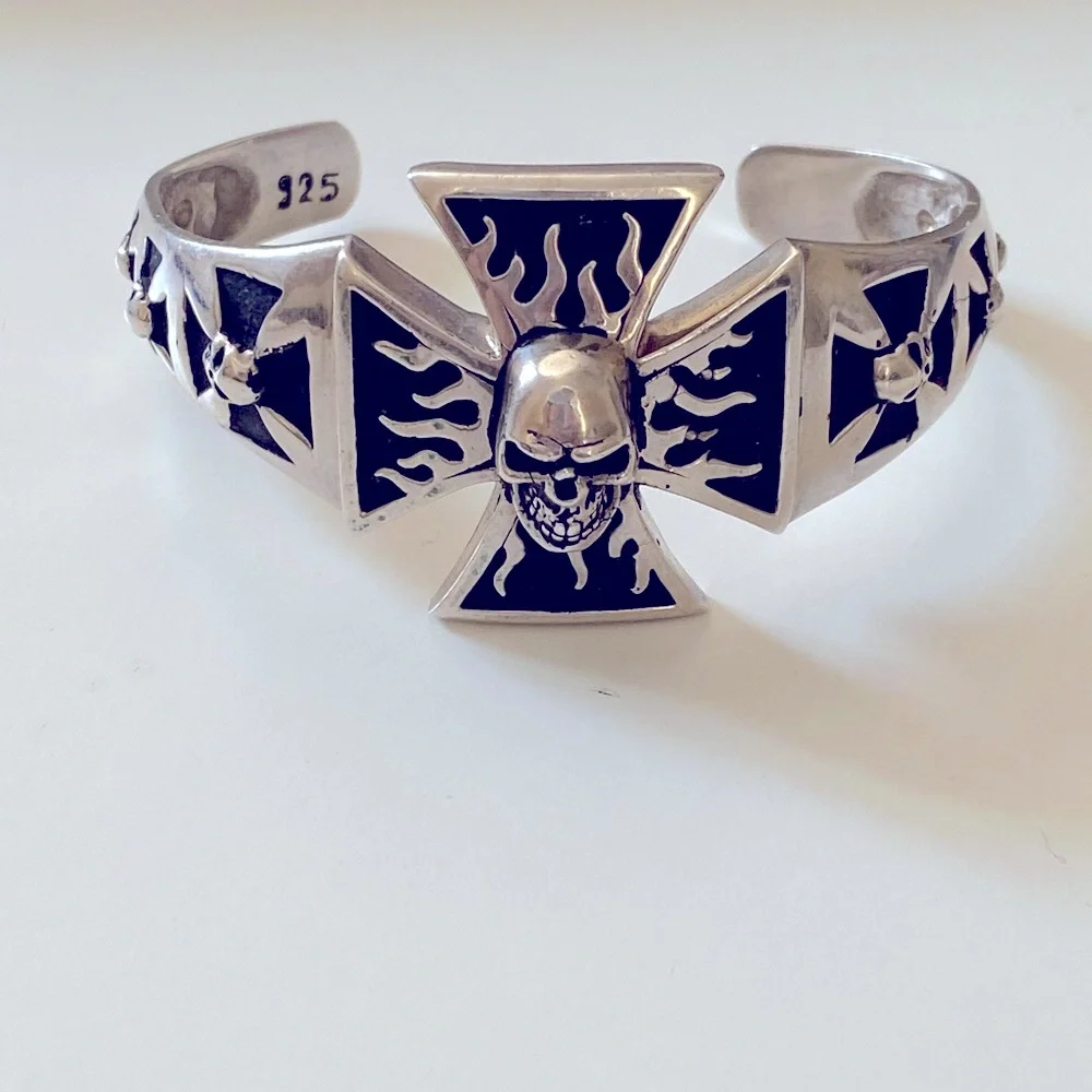 925 Silver bangle skull bracelet skulls 925 sterling